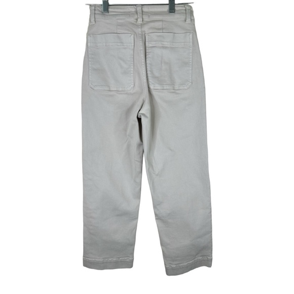 Everlane Straight Leg Crop Pants Bone Off-White Size 00 High Rise Cotton Twill - Picture 8 of 11